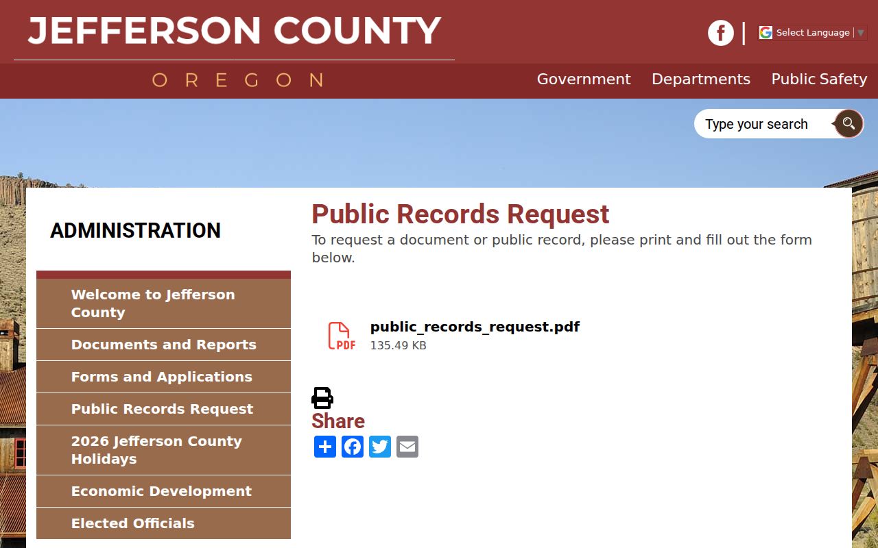Jefferson County criminal history public records request