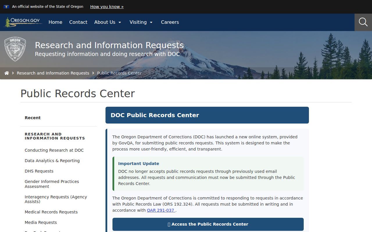 Jefferson County Madras criminal history image of Oregon DOC public records requests