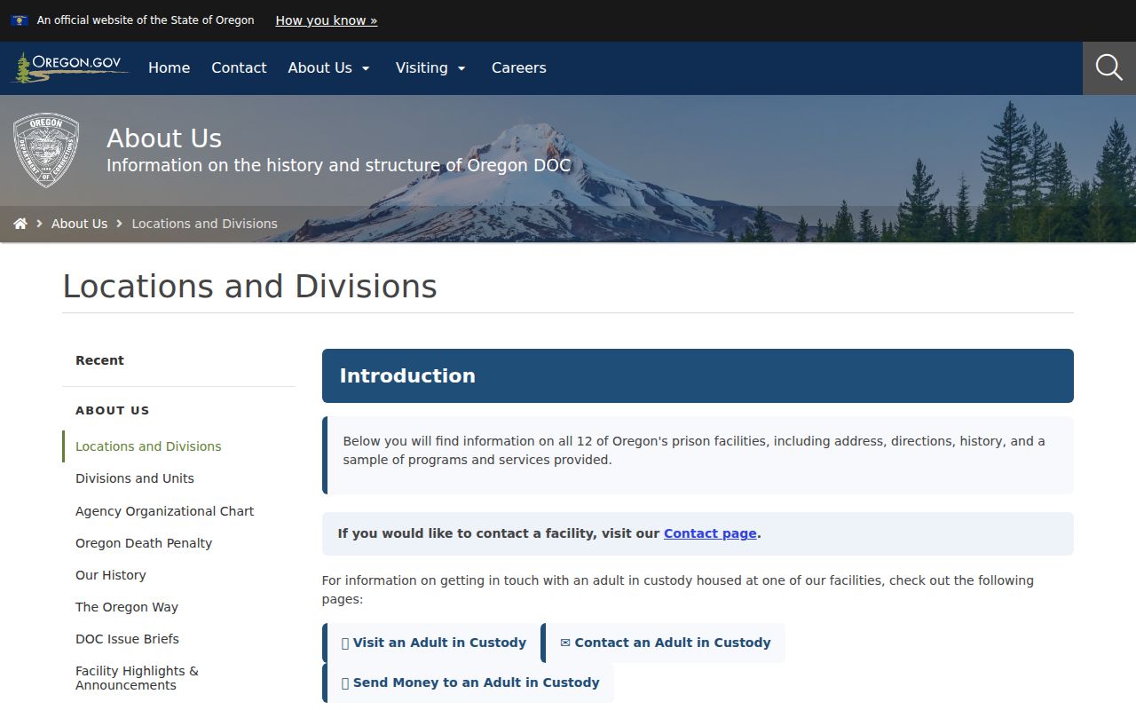 Jefferson County Madras criminal history source showing Oregon prison locations and Deer Ridge